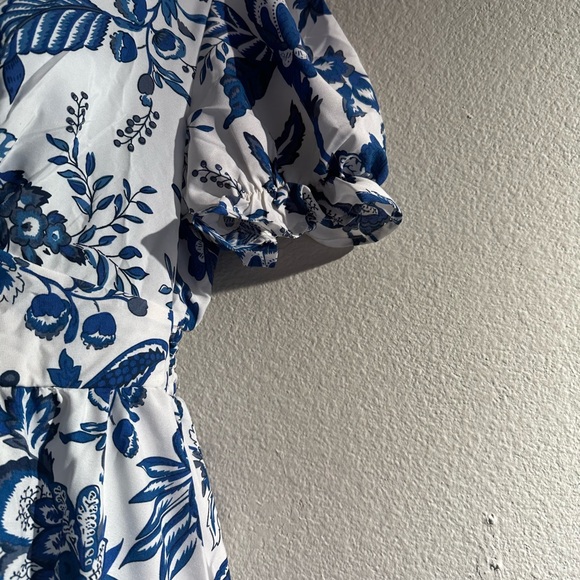 SHEIN ALLOVER FLORA PRINT PUFF SLEEVE SURPLICE NECK DRESS SIZE MEDIUM - Picture 6 of 11